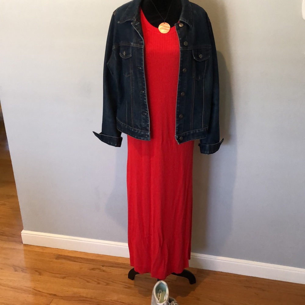 Banana Republic sleeveless red midi dress, XL TALL length - Picture 3 of 16